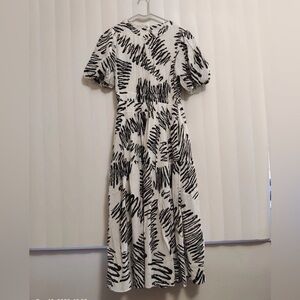 THML Black and White Scribble Midi Dress